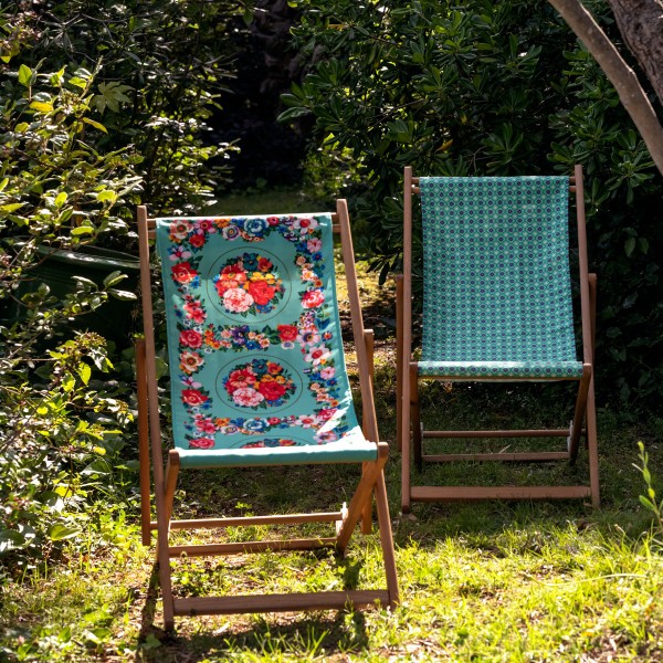 Beech Wood Deckchair HANAMI blue
