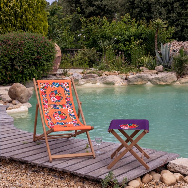 Beech Wood Deckchair HOLY orange