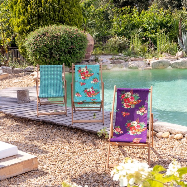Beech Wood Deckchair HANAMI blue