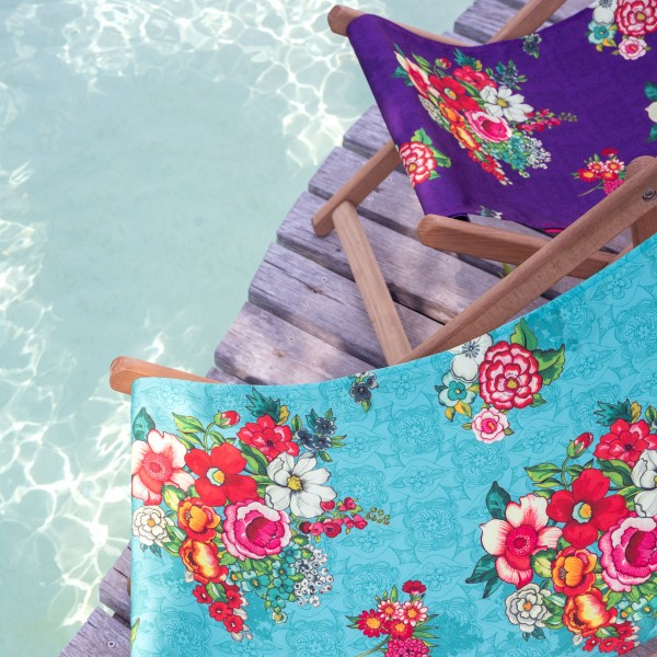 Beech Wood Deckchair HANAMI blue