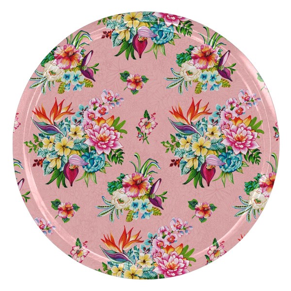 Wooden tray TAÏNA pink Ø46cm