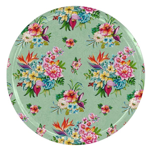 Wooden tray TAÏNA Lagon Ø46cm