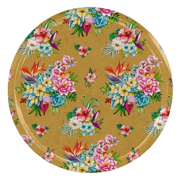 Wooden tray TAÏNA brown Ø46cm