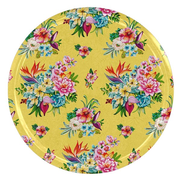 Wooden tray TAÏNA yellow Ø46cm