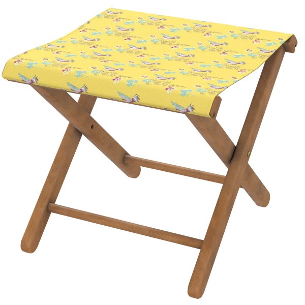 Wooden folding stool COLIBRI yellow