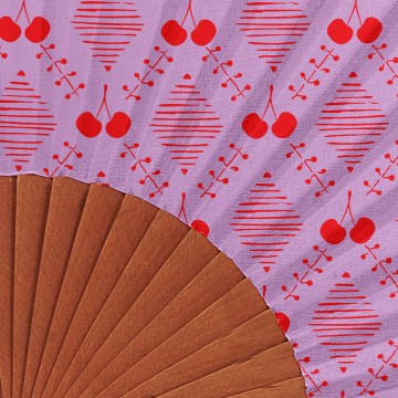 Hand fan CHERRY red 2