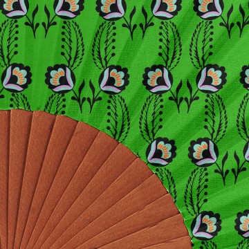 Hand fan ODETTE green 2