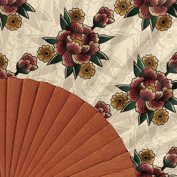 Hand fan TATOO beige