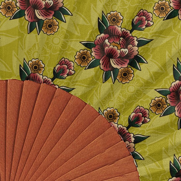 Hand fan TATOO ocher