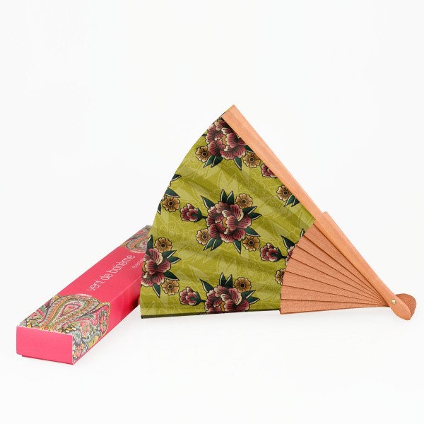 Hand fan TATOO ocher