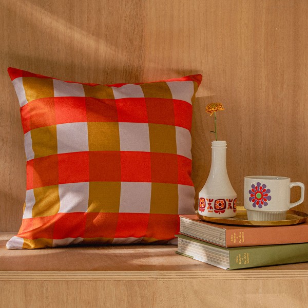 Housse de coussin velours CARO orange