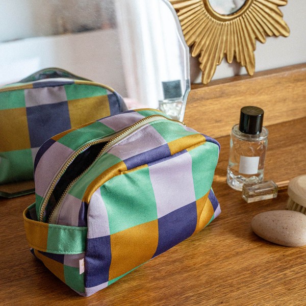 Trousse de toilette velours Caro doré