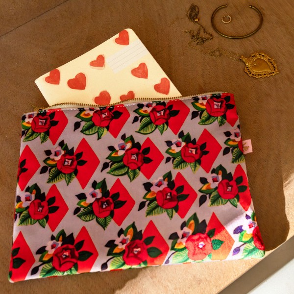 Pochette velours Suzie lila