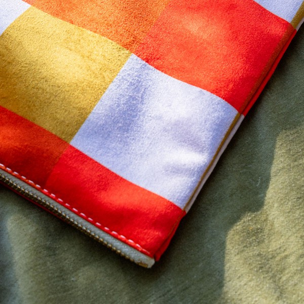 Pochette velours caro orange