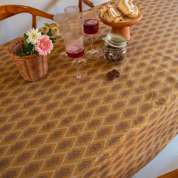 Cotton tablecloth HINDI gold 140x235