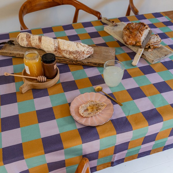 Nappe carrée en coton CARO doré
