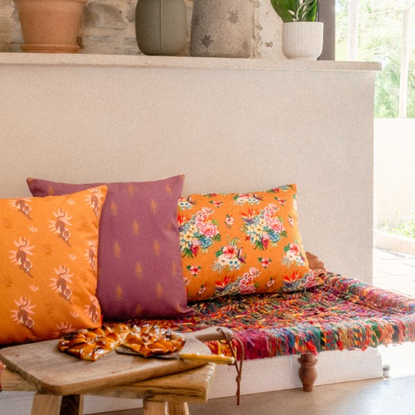 Outdoor cushion cover TAÏNA tabac 40x60