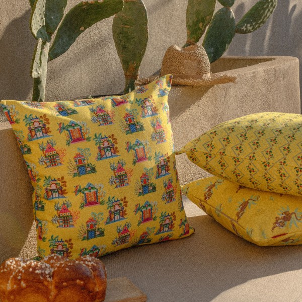 Housse de coussin extérieur DEVHA jaune