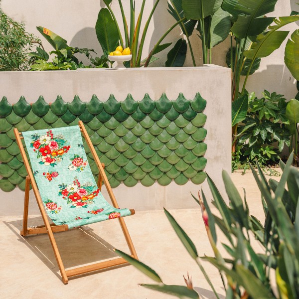 Beech Wood Deckchair HANAMI lagoon