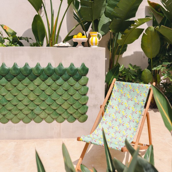 Beech Wood Deckchair COLIBRI lagoon