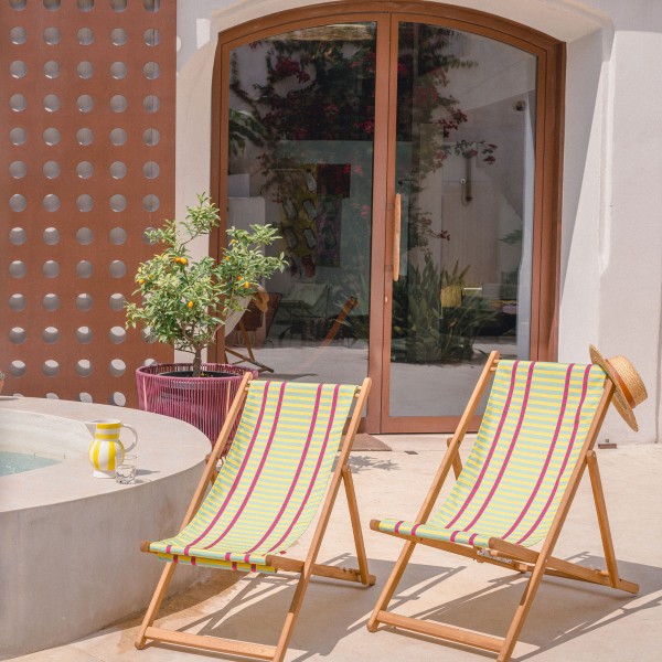 Beech Wood Deckchair MAHE yellow