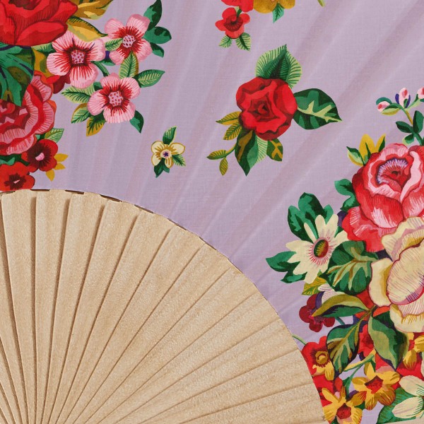 Birch wood hand fan MIA lilac