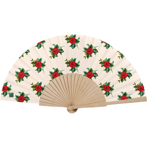 Birch wood hand fan ROSALIE white