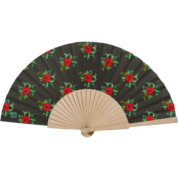 Eventail bois de bouleau Rosalie Noir