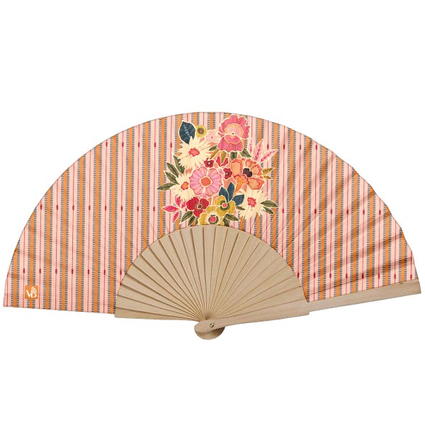 Eventail bois de bouleau KIMIKO rose