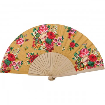 Birch Wood Hand Fan MIA Golden