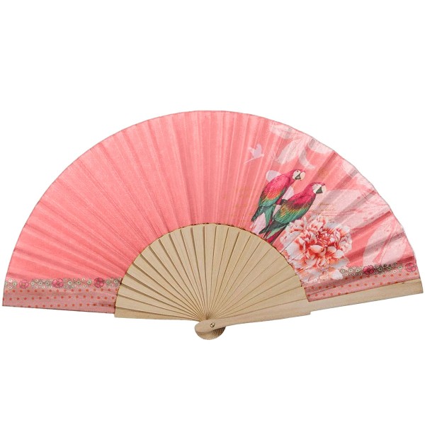 Eventail bois de bouleau Macao rose