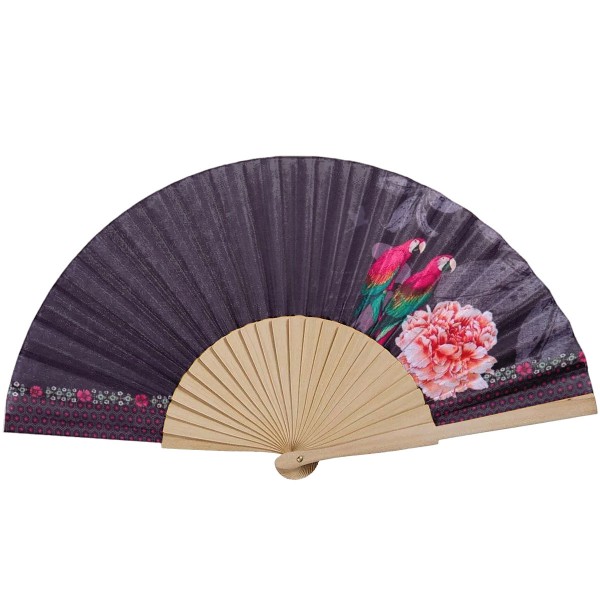 Eventail bois de bouleau Macao noir