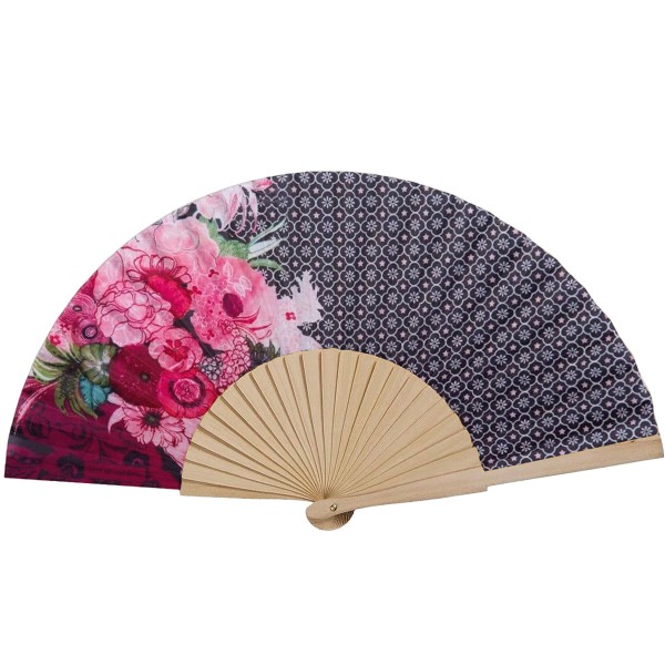 Eventail bois de bouleau Lila noir