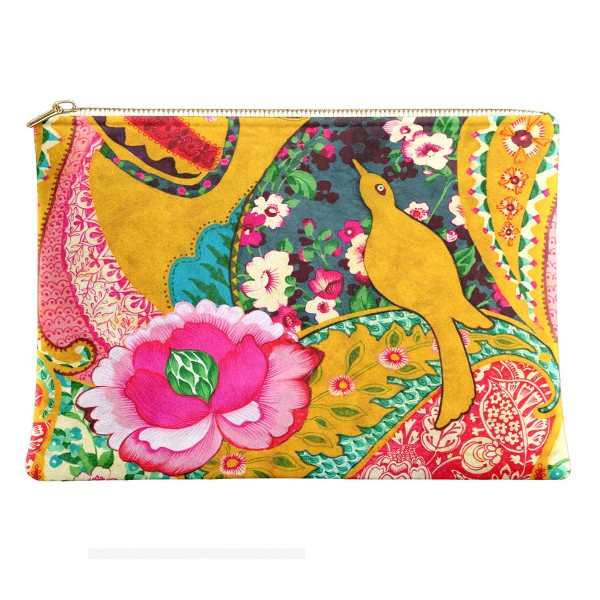 Velvet pouch 19x28cm PAJARO