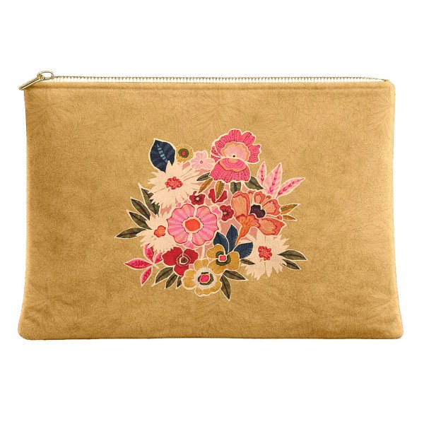 Velvet pouch 19x28cm KIMIKO ochre