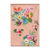 Arazzo da parete in tessuto TAÏNA 90 x 135 cm: bouquet tropicali su fondo rosa cipria