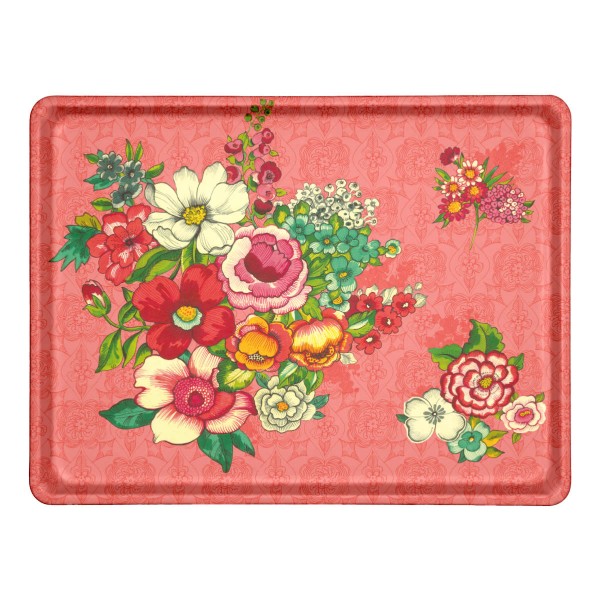 Plateau rectangulaire HANAMI rose 40 x 30 cm, vue de dessus