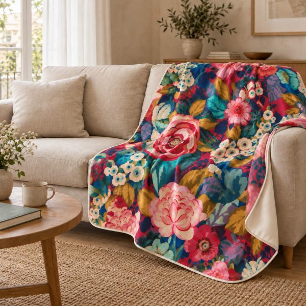 Samtplaid LOUISON 140 x 190 cm über einem Sofa