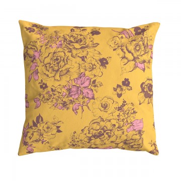 AIMI yellow square scatter cushion 40 x 40 cm: hand-drawn floral pattern