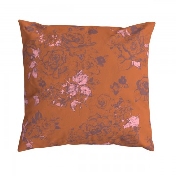 AIMI orange square cushion cover 40 x 40 cm: hand-drawn floral pattern