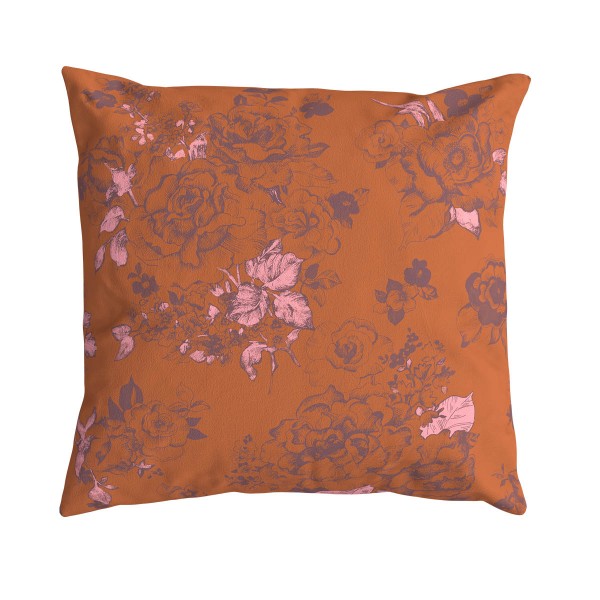 Funda de cojín cuadrada AIMI naranja 40 x 40 cm: motivo floral dibujado a mano