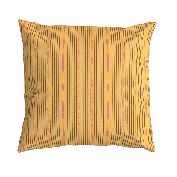 PALOMA yellow square cushion cover 40 x 40 cm: hand-drawn striped pattern
