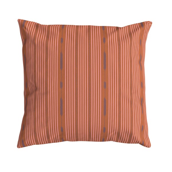 PALOMA orange square cushion cover 40 x 40 cm: hand-drawn striped pattern