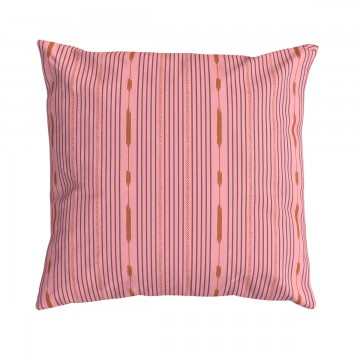 Fodera per cuscino quadrata PALOMA rosa 40 x 40 cm: motivo a righe disegnato a mano