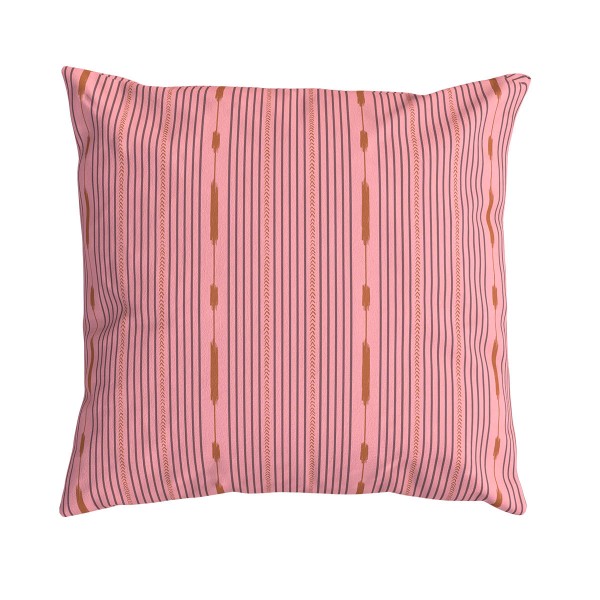 Funda de cojín cuadrada PALOMA rosa 40 x 40 cm: motivo de rayas dibujado a mano
