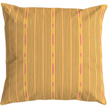 Funda de cojín cuadrada PALOMA amarilla 50 x 50 cm: motivo de rayas dibujado a mano