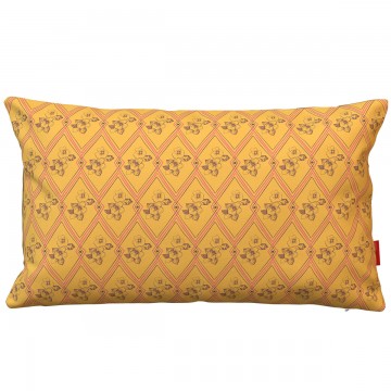 Cojín de sofá rectangular HINDI amarillo 30 x 50 cm: motivo floral y geométrico dibujado a mano