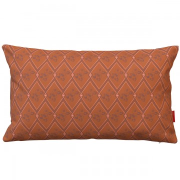 Cojín de sofá rectangular HINDI naranja 30 x 50 cm: motivo floral y geométrico dibujado a mano