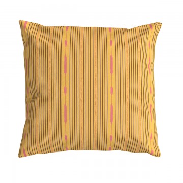Cuscino da divano quadrato PALOMA giallo 40 x 40 cm: motivo a righe disegnato a mano