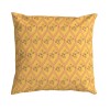 Coussin de canapé carré HINDI jaune 40 x 40 cm : motif floral et géométrique dessiné à la main